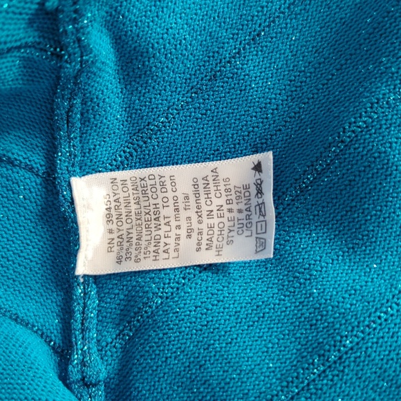 Wow Couture blue and teal shimmer bandage bodycon dress - Picture 9 of 9